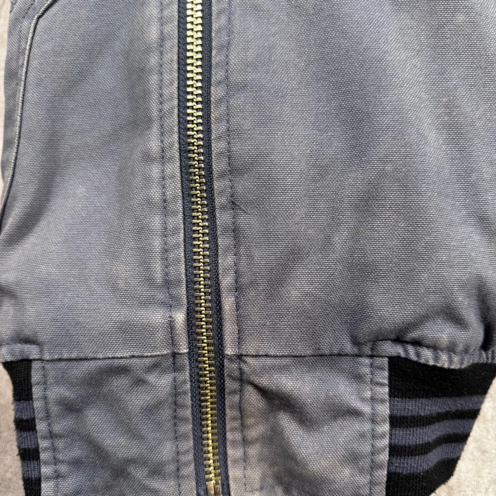 Harley Davidson Classic V-Twin Canvas Bomber Jacket Blue Gray Mens Large Vintage